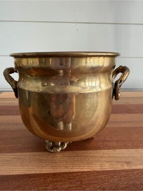 Brass Footed Planter Pot Handles Made in India 4.75” H